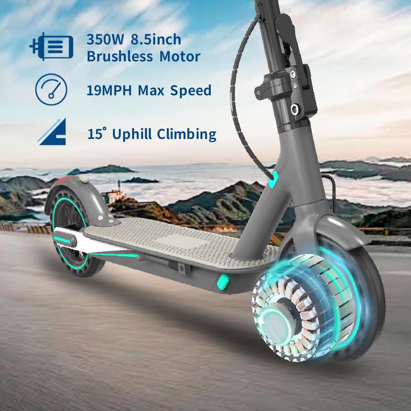Adult Electric Scooter V8 Powerful 350W,Max 15/18 Miles,8.5'' Honeycomb Tire 3 Speed Gear 36V 10.5AH Battery