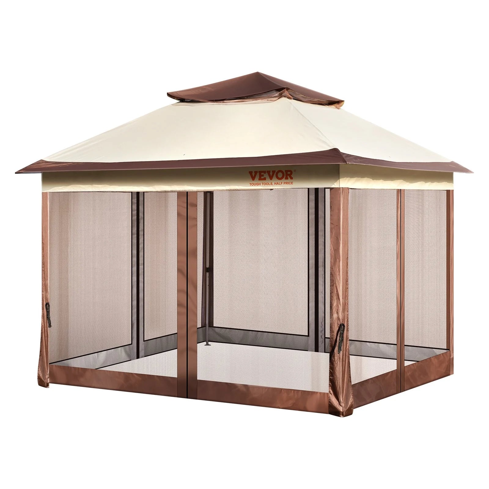 VEVOR Patio Gazebo, 11 X 11 FT Pop up Gazebo for 8-10 Person, with Mosquito Netting, Metal Frame, and PU Coated 250D Oxford Cloth, Outdoor Canopy Shelter for Patio, Backyard, Lawn, Garden, Deck
